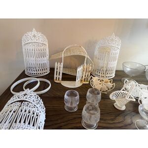 Lot of vintage wedding cake decorating pieces, wedding decor items